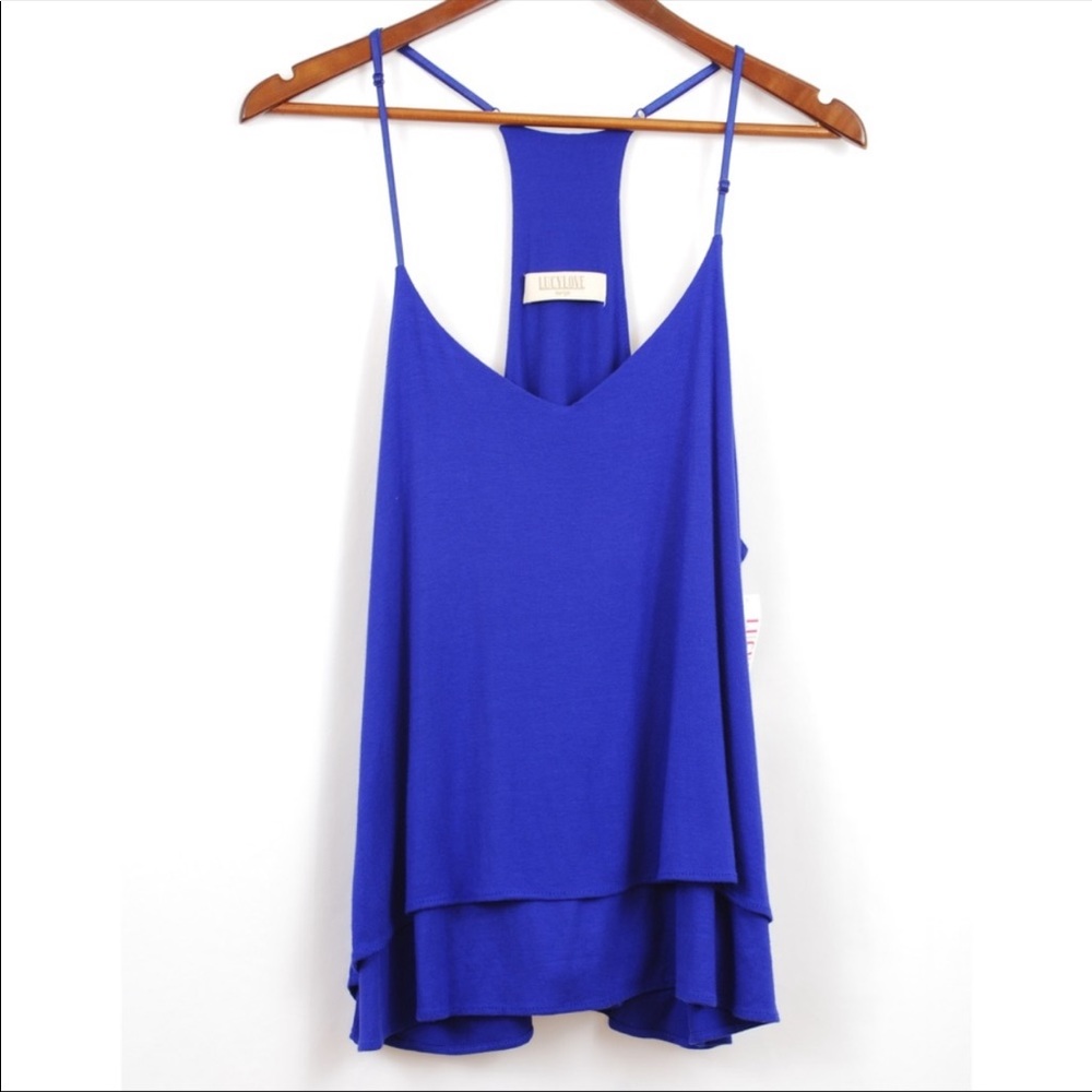 LUCY LOVE Royal Blue Tank Top Size L NWT